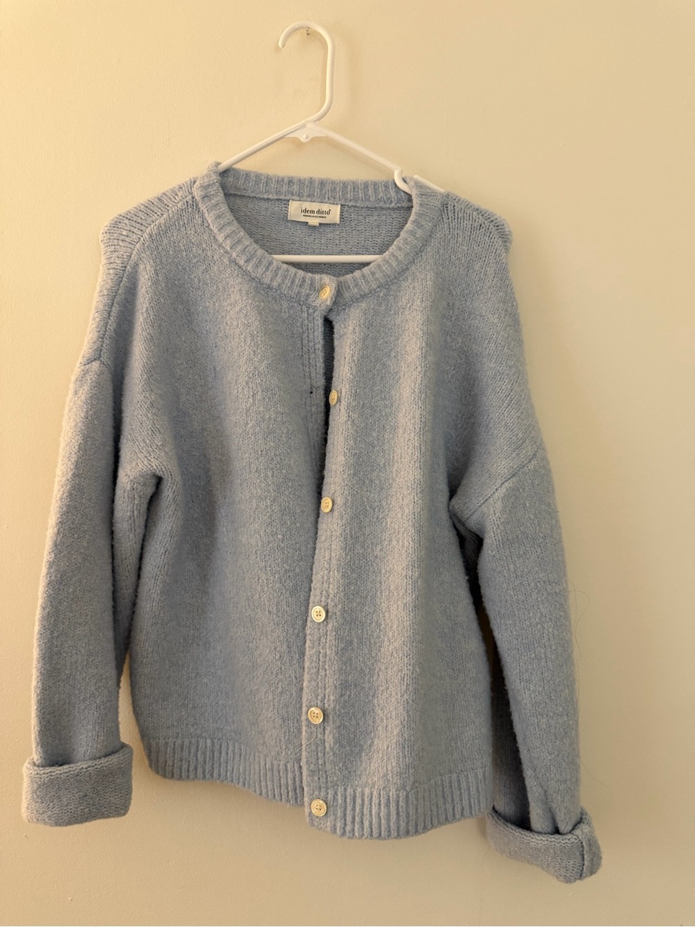 Light Blue Button-Front Women's Sweater
